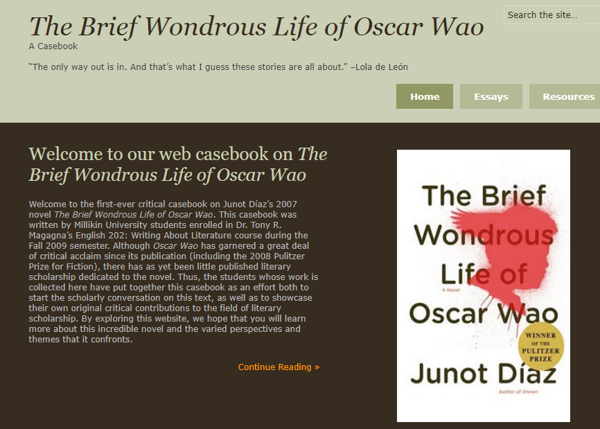 The Brief Wondrous Life of Oscar Wao Casebook Home Page