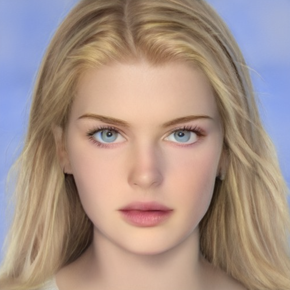 Young caucasian woman with long blonde hair and blue eyes