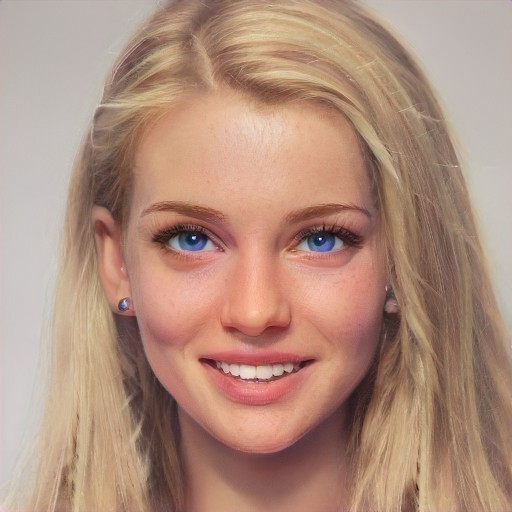 Caucasian woman in her 20s with long blonde hair and blue eyes