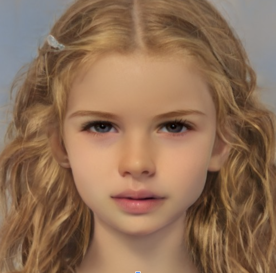 Young caucasian girl with long blonde hair and dark eyes